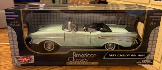 1957 Chevrolet Bel Air Convertible Green 1:18 Diecast Model Car By Motormax