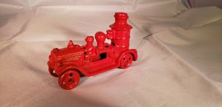 Antique Cast Iron Pumper Fire Truck Marked Jm 213 R 4 3/4 " Long Rare