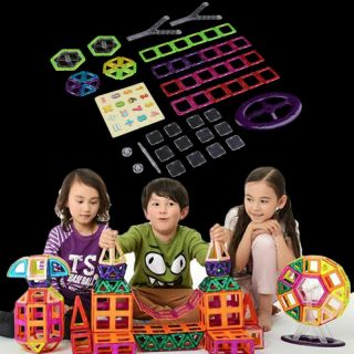 58pc Magnetic Tiles Building Blocks Education Toys For Kids Baby Christmas Gift