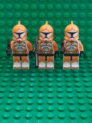 Lego Star Wars Orange Bomb Squad Clone Trooper Minifigure W/blaster 7913 (set 3)
