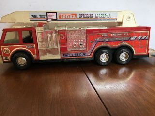 Vintage 1993 24” Tonka Fire Truck Engine No.  5 Rescue Boom Ladder Firetruck 92330