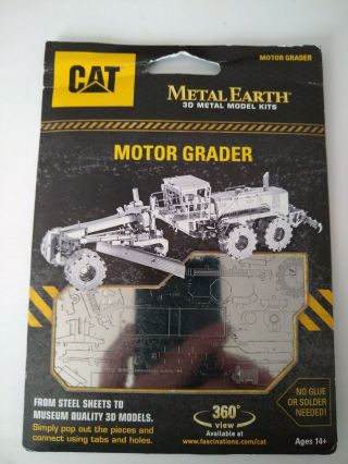 Metal Earth Cat Motor Grader 3d Metal Model,  Tweezer 14211