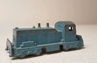 Vintage Midgetoy Locomotive Train Engine Toy Blue 3.  75 "