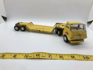 Vintage Tonka Yellow Metal Semi Truck With Flatbed Trailer Toy