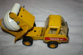 Vintage 70s Pressed Steel Tonka Cement Mixer With Tilt Bed Yellow & White Truck 2