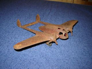 Diecast P - 38 Vintage Airplane With Rust For Parts/repair Hubley ?
