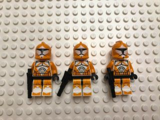 Three Lego Star Wars Bomb Squad Clone Troopers Minifigures W/ Blasters From 7913