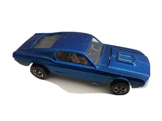 Vintage Hot Wheels Redline 1968 Custom Mustang Blue With Brown Interior