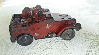 Vintage Sun Rubber Co.  Armored Tank Truck Military Army Red Vehicle Large