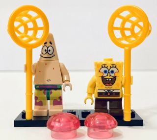 Lego Spongebob Square Pants And Patrick Star,  Nets,  Jelly Fish 2x Minifigures