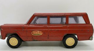 Vintage 1960’s Red Tonka Toys Jeep Wagoneer Station Wagon Toy Truck
