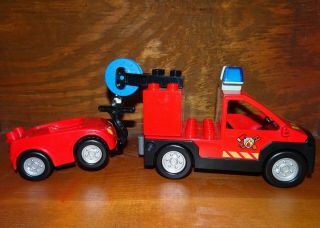 Lego Duplo Red Fire Tow Truck With Car