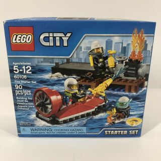Lego City Set 60106 Fire Starter Set 4 Minifigures W/ Boat And Pier 90pc
