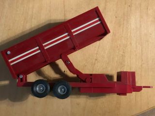 Vintage Red With Black Stripe Farm Dump Trailer - Plastic And Metal - Moveable