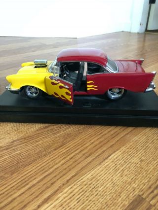 1 18 Ertl American Muscle 1957 Chevy Bel Air Street Machine Ready To Rumble Red