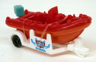 Matchbox Red/orange Rigid Hull Raft W/outboard & White Boat Trailer 1:70 Scale