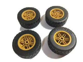 4x Lego Technic Tires 49.  5 X 20mm (15413) Golden Wheels 30x20 (56145)