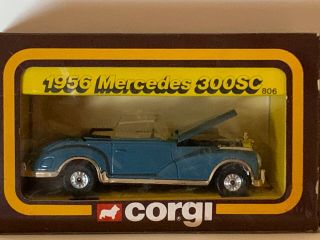 Corgi 806 1956 Mercedes 300sc Convertible Light Blue 1:36 Mib 1983 England