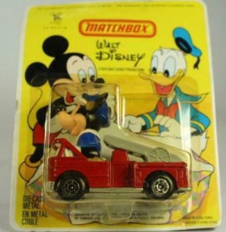 Matchbox - Walt Disney - Mickey Mouse In Fire Truck - On Card 1979