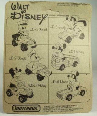Matchbox - Walt Disney - Mickey Mouse in Fire Truck - On Card 1979 2