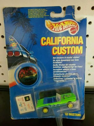 Vintage 1989 Mattel Hot Wheels California Custom Mustang Green 1241 On Card