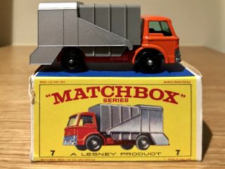 Lesney Matchbox No.  7 Refuse Truck Orange With Box