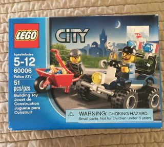 Lego City Police Atv (60006) 2 Minfigs Cop Robber Vehicle Wheelbarrow 51pcs