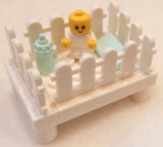Lego Baby In Crib W/bottle Minifigure Furniture Figure Nursery Minifig 60134