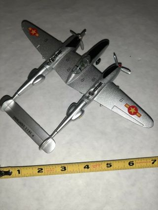 World War 2 Metal P - 38 Airplane Toy Model.  P - 38 Lightening.  Wowtoyz.  M13212.