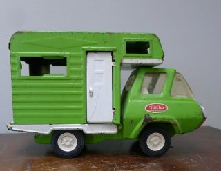 Vintage 1970’s Green Tonka Camper Camping Rv Motor Home Toy Pressed Metal Truck