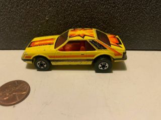 Vintage 1979 Hot Wheels Yellow Ford Mustang Turbo Diecast Car Blackwalls Mattel
