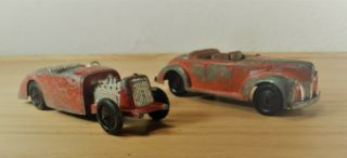Vintage 2 Tootsietoy Cars,  Ford Convertible And A Hot Rod 5 1/4 " Long