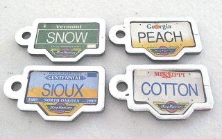 Micro Machines License Plates (4x) Vermont Georgia North Dakota Mississippi 1990