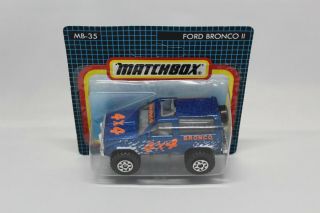 Matchbox Superfast Mb35 Ford Bronco Ii In " Blue Metallic " On Card Moc