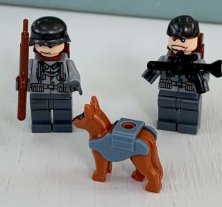 2 Lego Minifigures Ww2 German Rifleman - With Dog Gun,  Backpack Real Lego’s