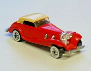 Vintage Hot Wheels Mercedes 540k Red W/tan Plastic Roof Whitewall Tires Malaysia