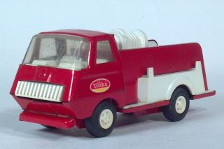 Vintage Tiny Tonka 595 Red Fire Engine Pumper Truck Pressed Steel 6 " Scale Model