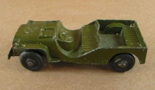 Vintage Tootsietoy Diecast Green Army Jeep 4 " Loose Played With