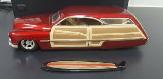 Red 1999 Mattel Hot Wheels Buick Elwoody Custom Car 1/18 Scale With Surfboard