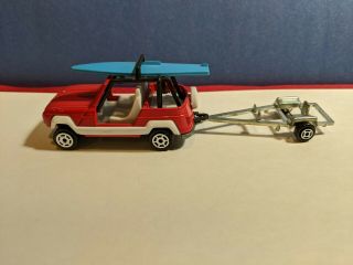 Majorette Renault Jp4 Red With Surfboard And Trailer 252 Made In France