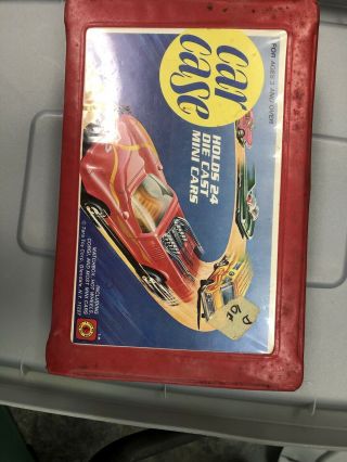 Tara Toy Corp Die Cast Collectible 24 Car Red Vinyl Carrying Case Vintage C