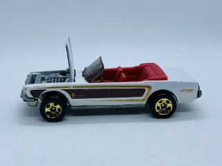 Vintage 1983 Hot Wheels 65 Mustang Convertible White With Red Interior Gold Rims