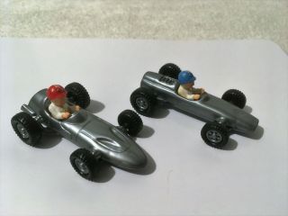 2 Vintage Magneto Racing Cars Plastic Made In West Germany 2.  75 " X 1.  5 " Indy 500