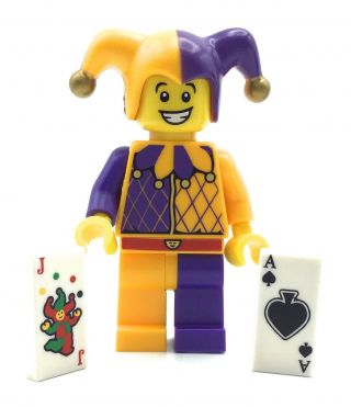 Lego Jester Minifigure Castle Joker Guy With Playing Card Ace Of Spades
