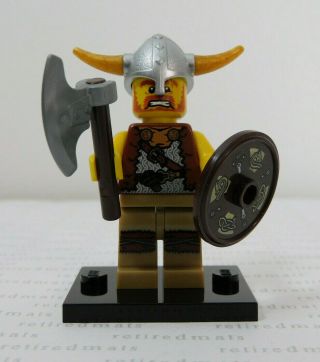 Lego 8804 Minifigure Series 4 Viking Norway Warrior Horns Helmet Shield Minifig