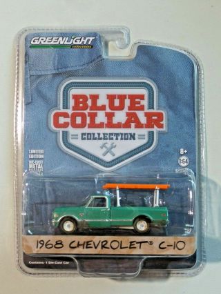 Greenlight Blue Collar 1968 Chevrolet C - 10 Pickup W/ Ladder Has Rust