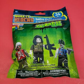 Zombies 3 Bags 9 Figures Make - It Blocks - Compatible W/ All Building Blocks -