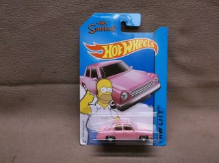 Hot Wheels Pink 2014 56 The Simpsons Family Car Homer Bart Lisa Long Card