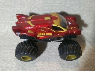 Hot Wheels Big Monster Jam,  1:24,  Avengers Iron Man,  Red & Gold,  Gold Rims 2