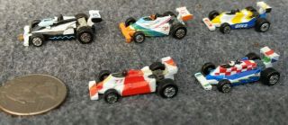 Set Of 5 Vintage Micro Machines Formula Racers Galoob 1987 Race Cars